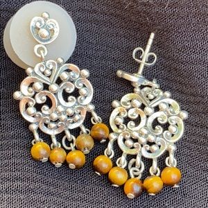 Sterling Silver tiger’s eye drop earrings